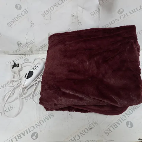 BURGENDY HEATED BLANKET UNBOXED