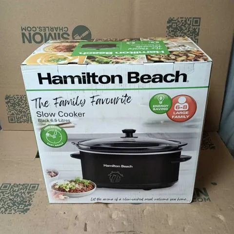 HAMILTON BEACH THE FAMILY FAVOURITE SLOW COOKER BLACK 6.5L 6 - 8 LARGE FAMILY. BOXED