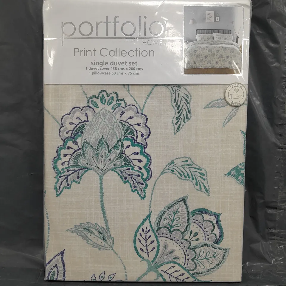 SEALED PORTFOLIO HOME PRINT COLLECTION JACOBEAN SINGLE DUVET SET - TEAL