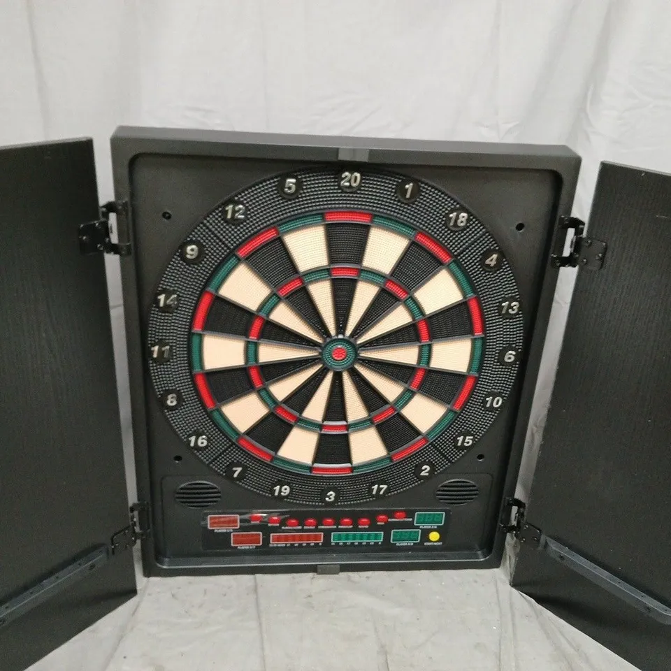 Electronic Dartboard in Cabinet with Two Doors