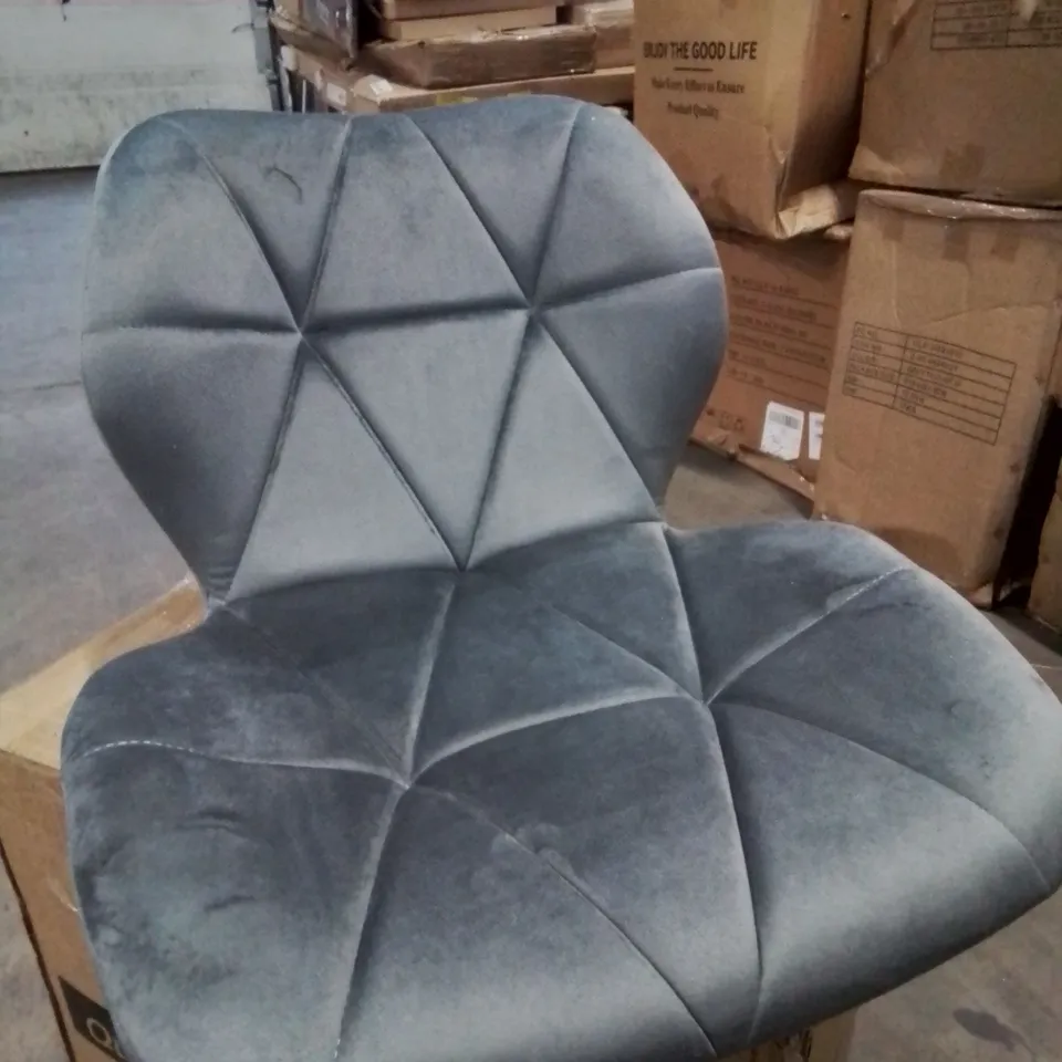 BOXED GREY VELVET SWIVEL STOOL