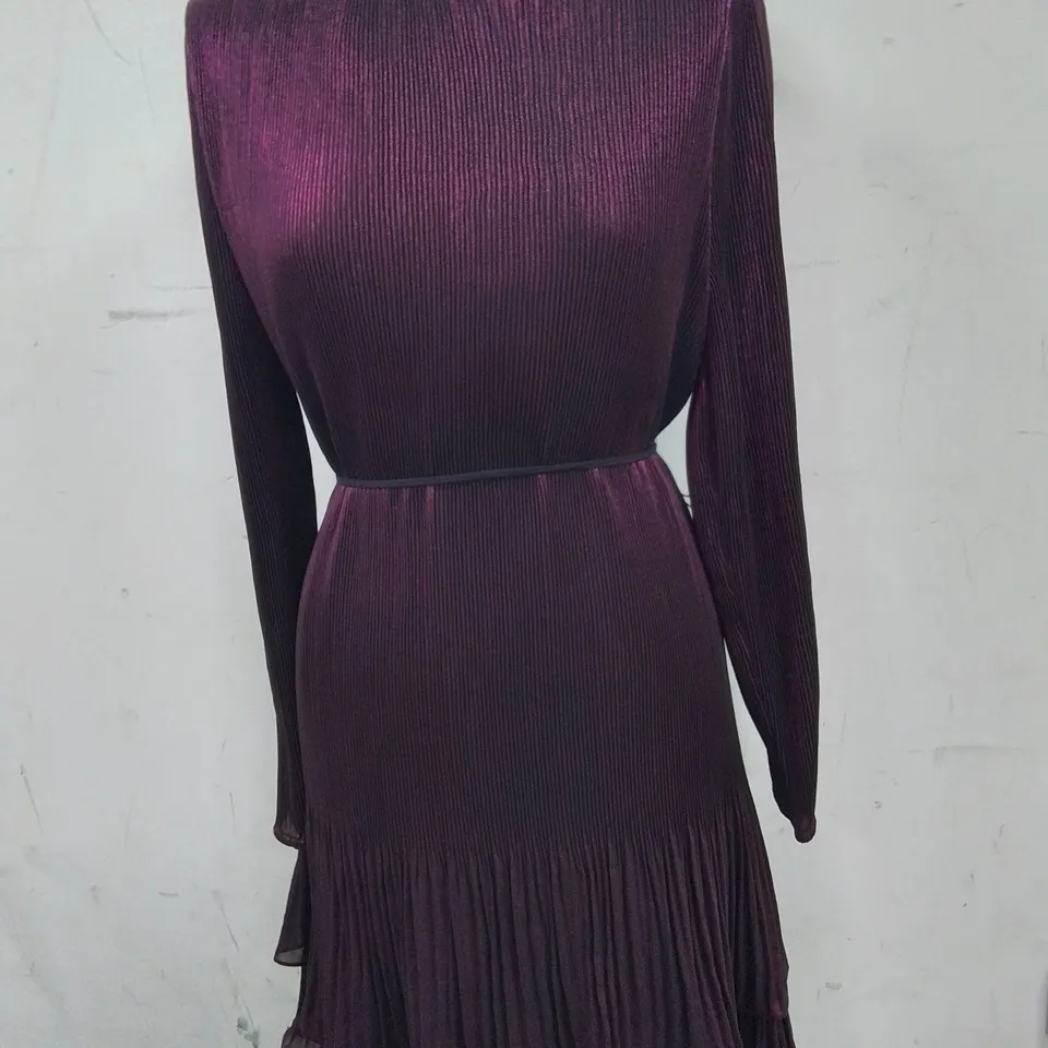 ROMAN PLEATED MINI DRESS IN MAGENTA - 14