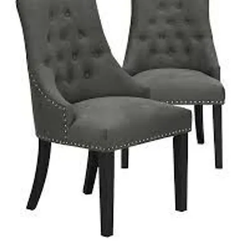 BOXED PAIR OF WARWICK FABRIC DINING CHAIRS - CHARCOAL/BLACK (1 BOX)
