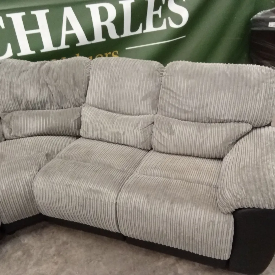 SIENNA FABRIC/FAUX LEATHER HIGH BACK RECLINER CORNER GROUP SOFA 