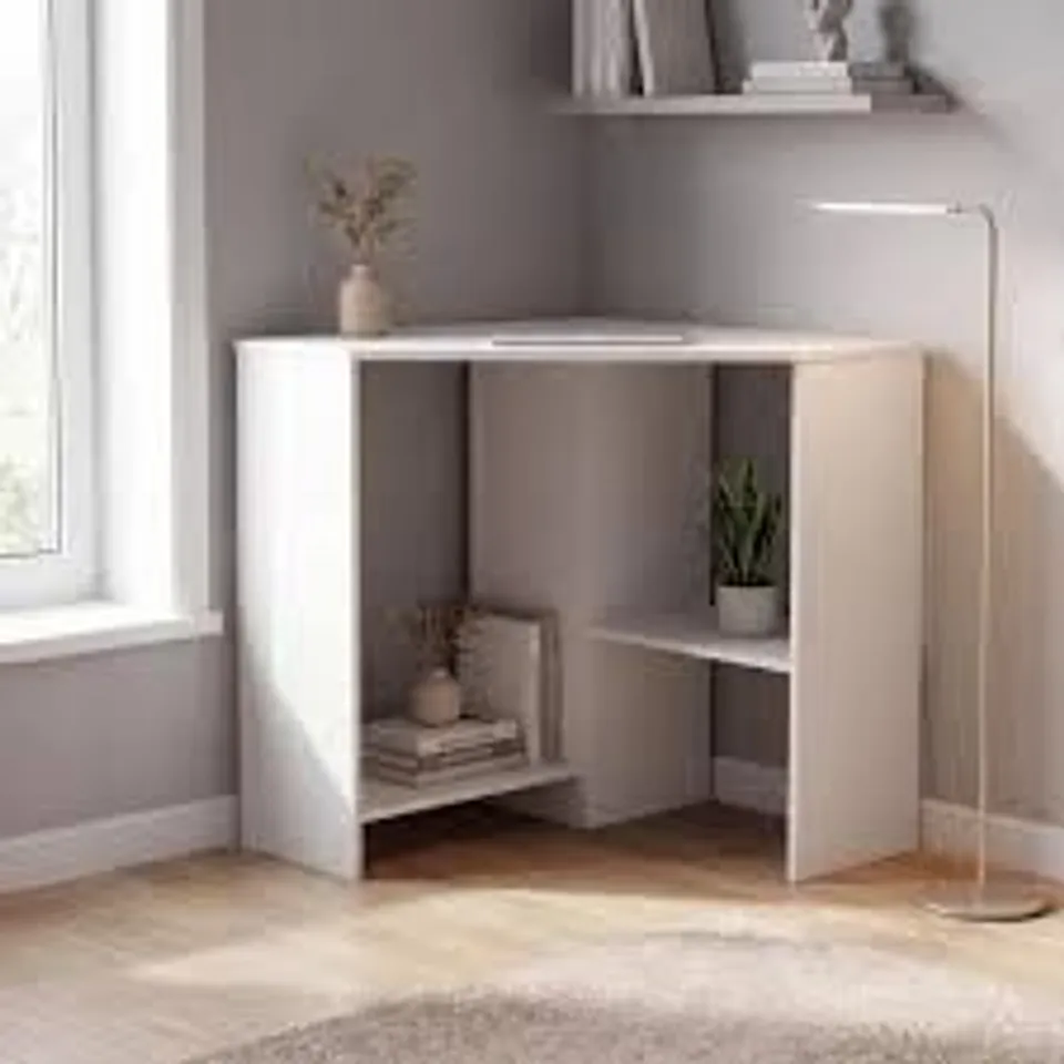 BOXED HETTON CORNER COMPUTER DESK - WHITE (1 BOX)