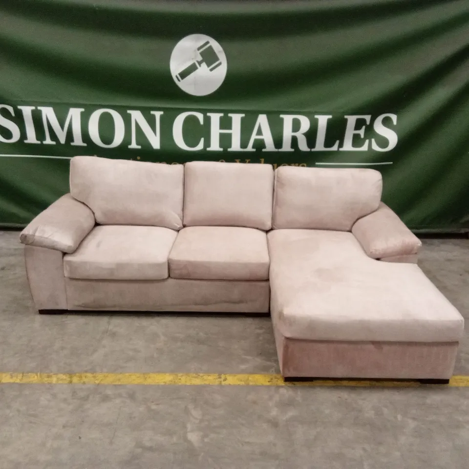 ELIZA LEFT HAND 3 SEATER FABRIC CHAISE SOFA - BEIGE RRP £1149