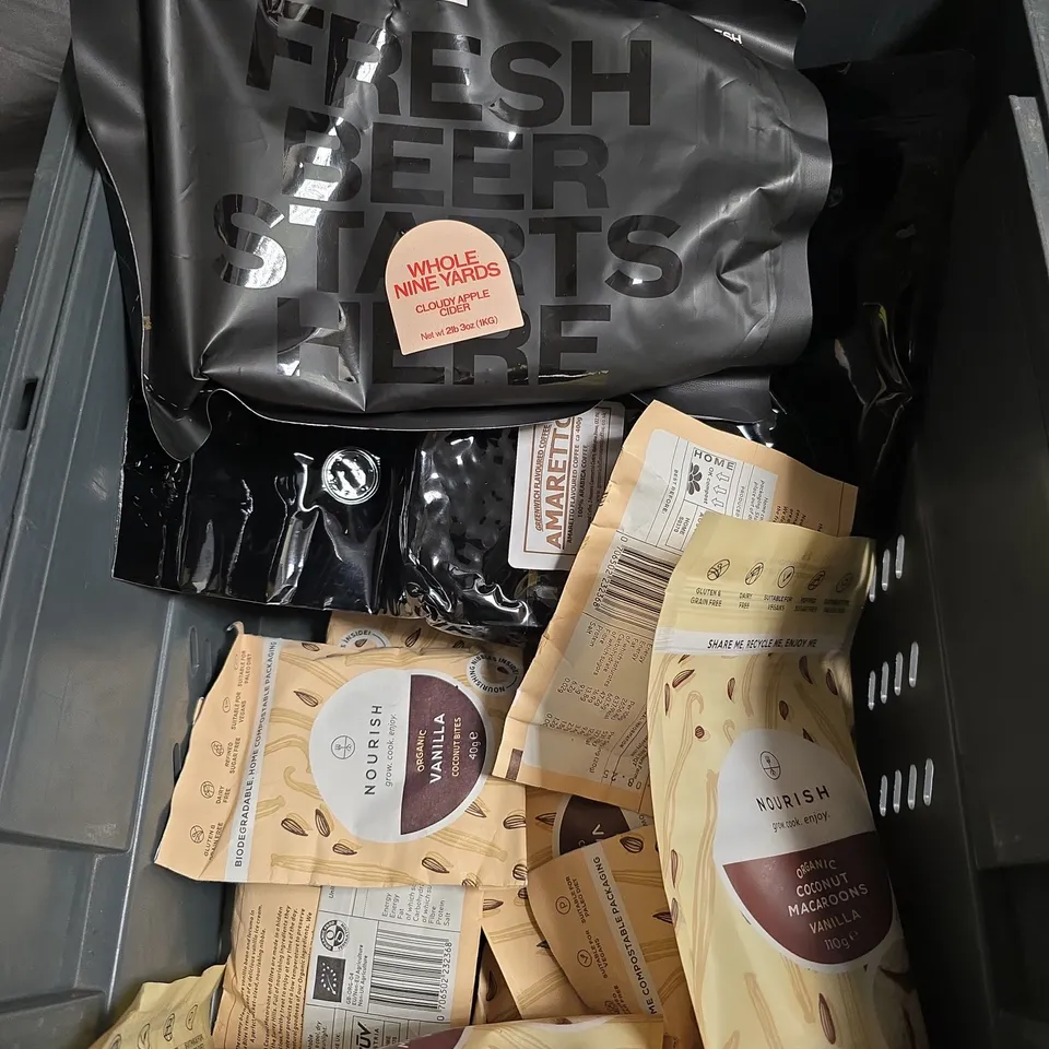 APPROXIMATELY 10 ASSORTED FOOD/DRINK PRODUCTS TO INCLUDE PENNE PASTA, AMARETTO COFFEE, WEIGHT LOSS TEA ETC 