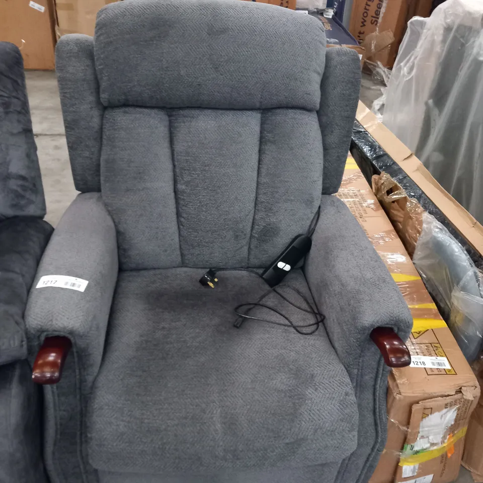 DESIGNER GREY FABRIC ELECTRIC RECLINING ARMCHAIR
