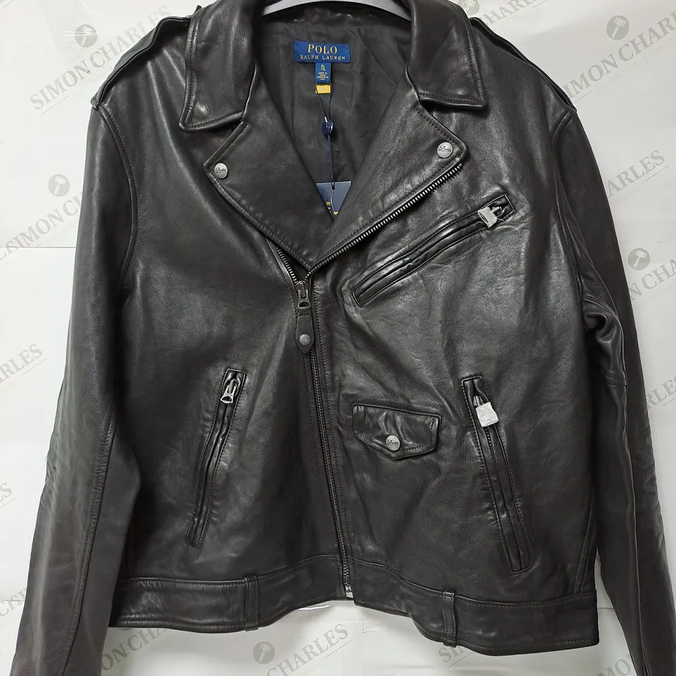 POLO RALPH LAUREN BLACK MOTO JACKET - XL
