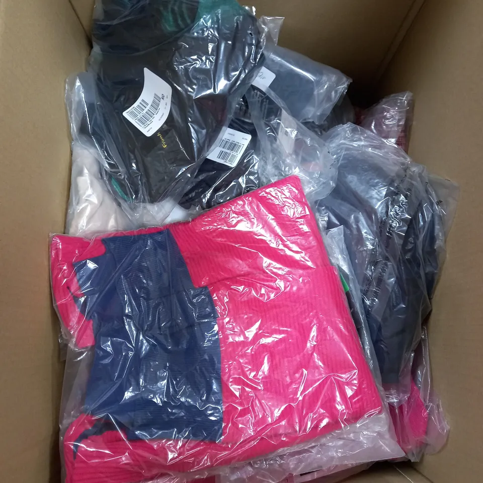 BOX OF APPROXIMATELY 15 ASSORTED ITEMS TO INCLUDE SHAPER SHORTS, BEIGE WASTE PANTS, KIPLING PURSE ETC