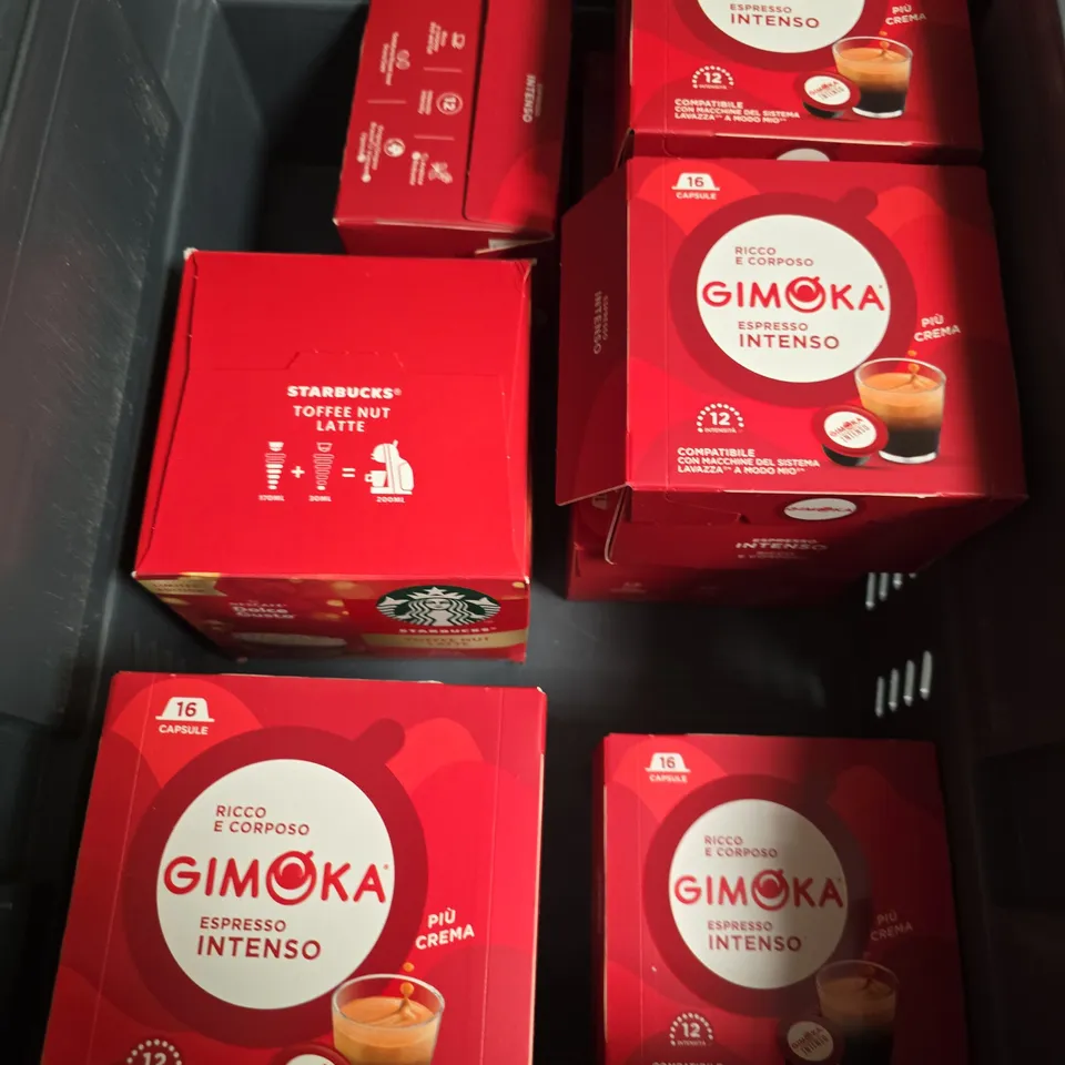 APPROXIMATELY 10 ASSORTED COFFEE PRODUCTS TO INCLUDE GIMOKA & STARBUCKS 