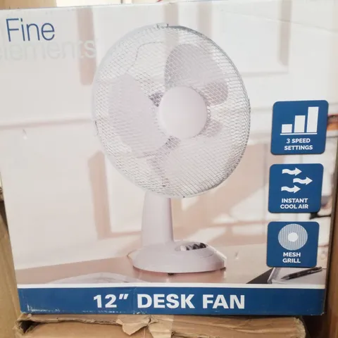 BOXED FINE ELEMENTS 12" DESK FAN