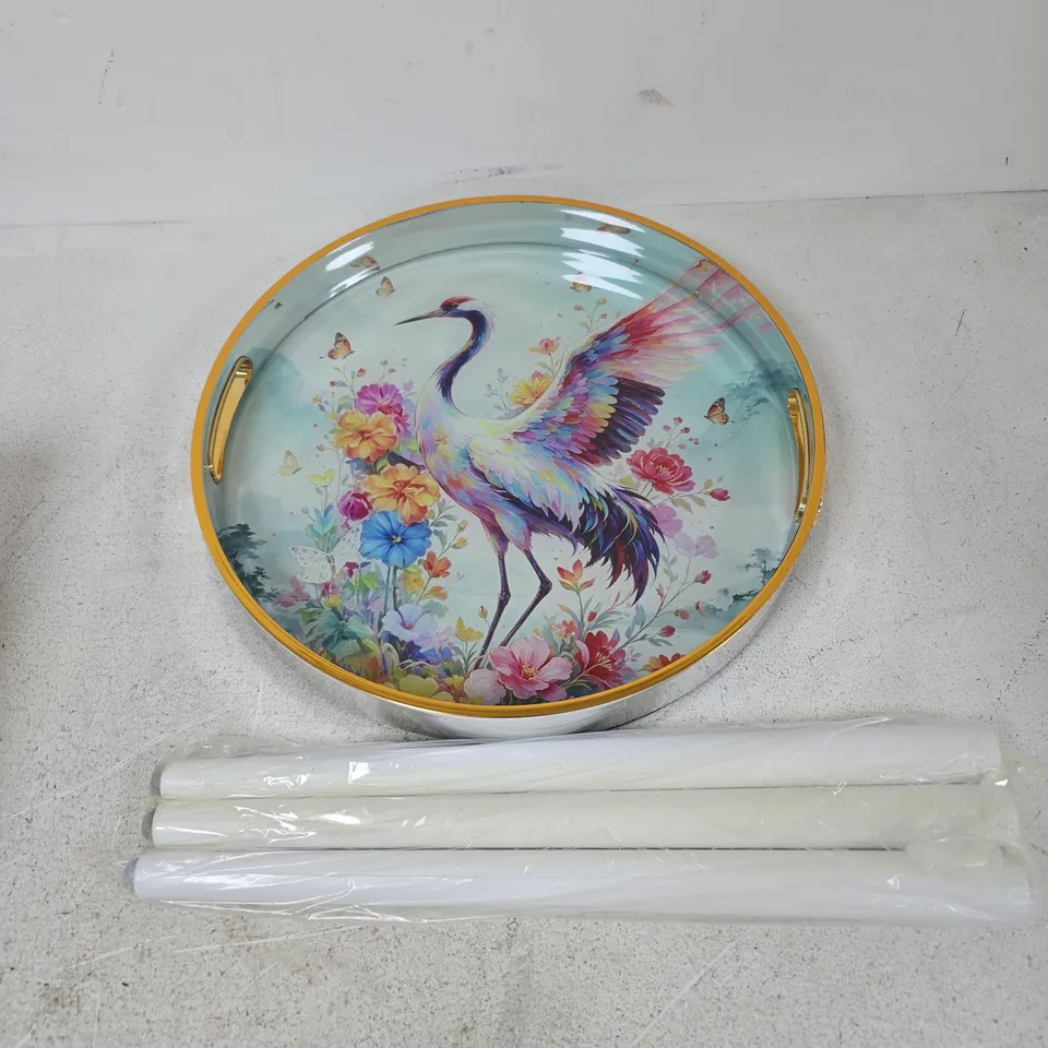FLORAL BIRD DESIGN 3 LEG TABLE