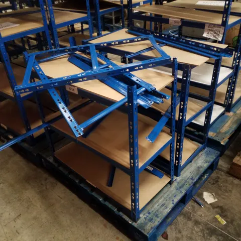PALLET CONTAINING 2 5-TIER SHELVING UNITS 180×90×45CM - BLUE (PARTIALLY ASSEMBLED)