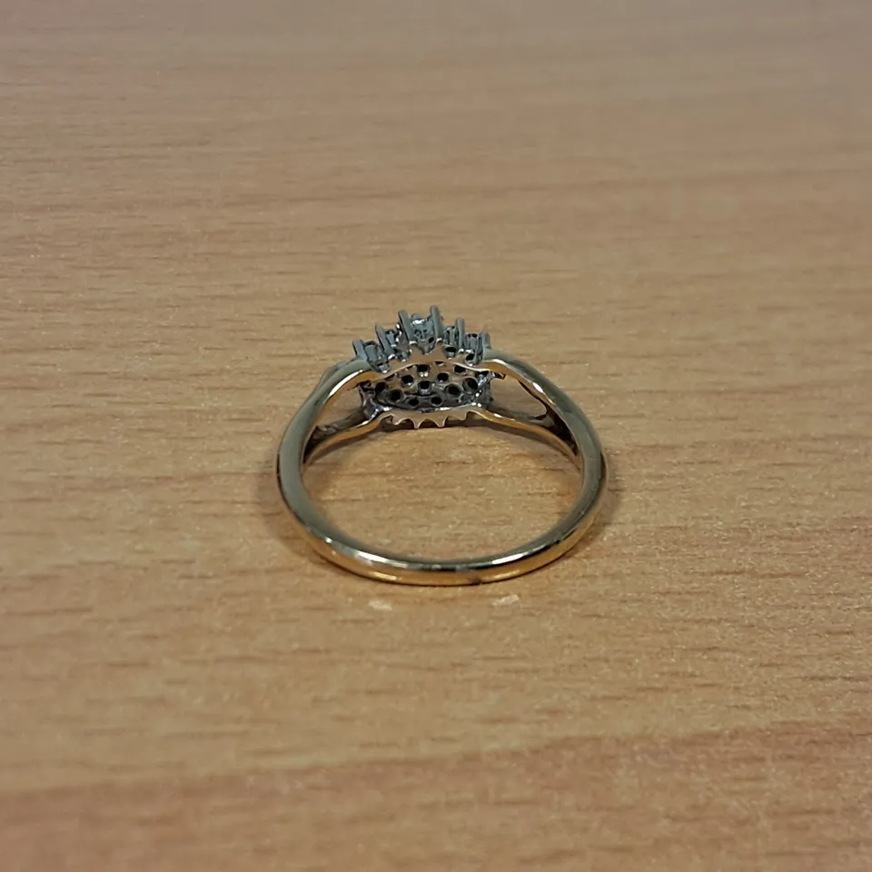 9CT GOLD CLUSTER DRESS RING SET WITH NATURAL DIAMONDS