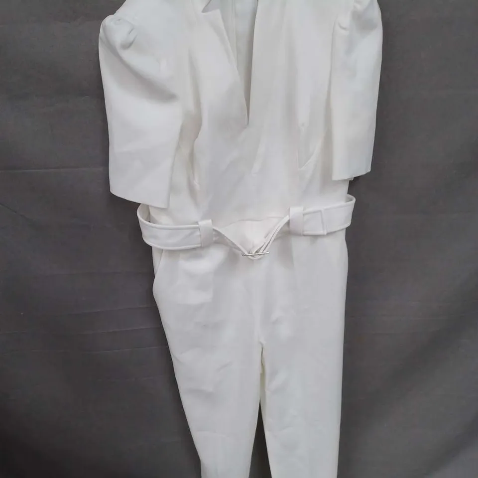 KAREN MILLEN PETITE FOREVER BELTED JUMPSUIT IN IVORY SIZE 14