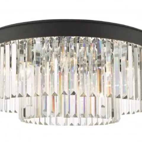 BOXED DAR LIGHTING CELEUS 6 LIGHT FLUSH MATT BLACK GLASS