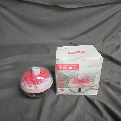PRESERVED FLOWER HUMIDIFIER – ROUND DECORATIVE USB HUMIDIFIER WITH PINK PETALS