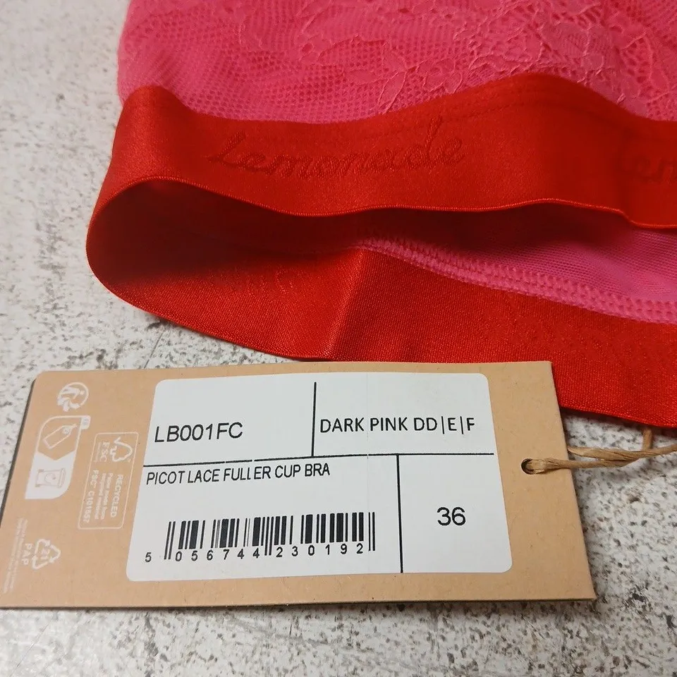 LEMONADE PINK PICOT LACE FULLER CUP BRA – UK 36 