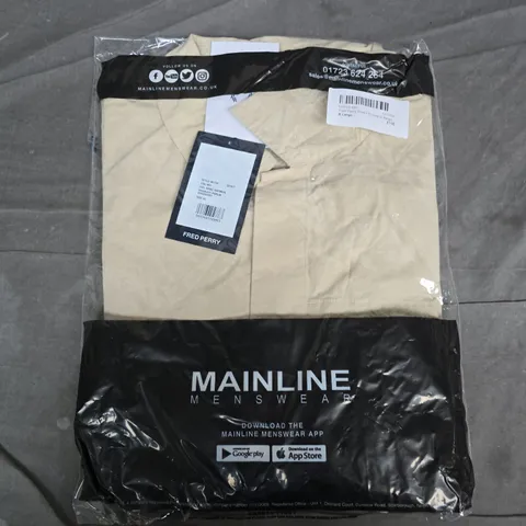 BAGGED FRED PERRY POPLIN OVERSHIRT IN OATMEAL - XL