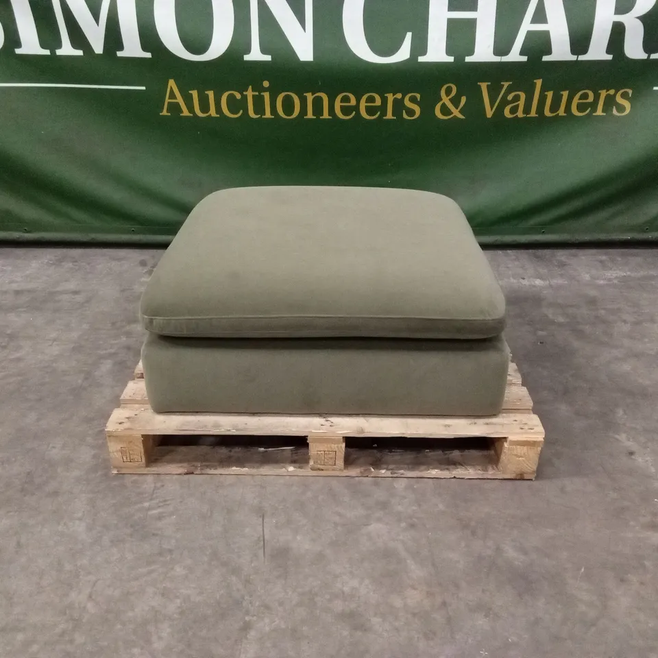 QUALITY DESIGNER ASHER GREEN VELVET FOOTSTOOL
