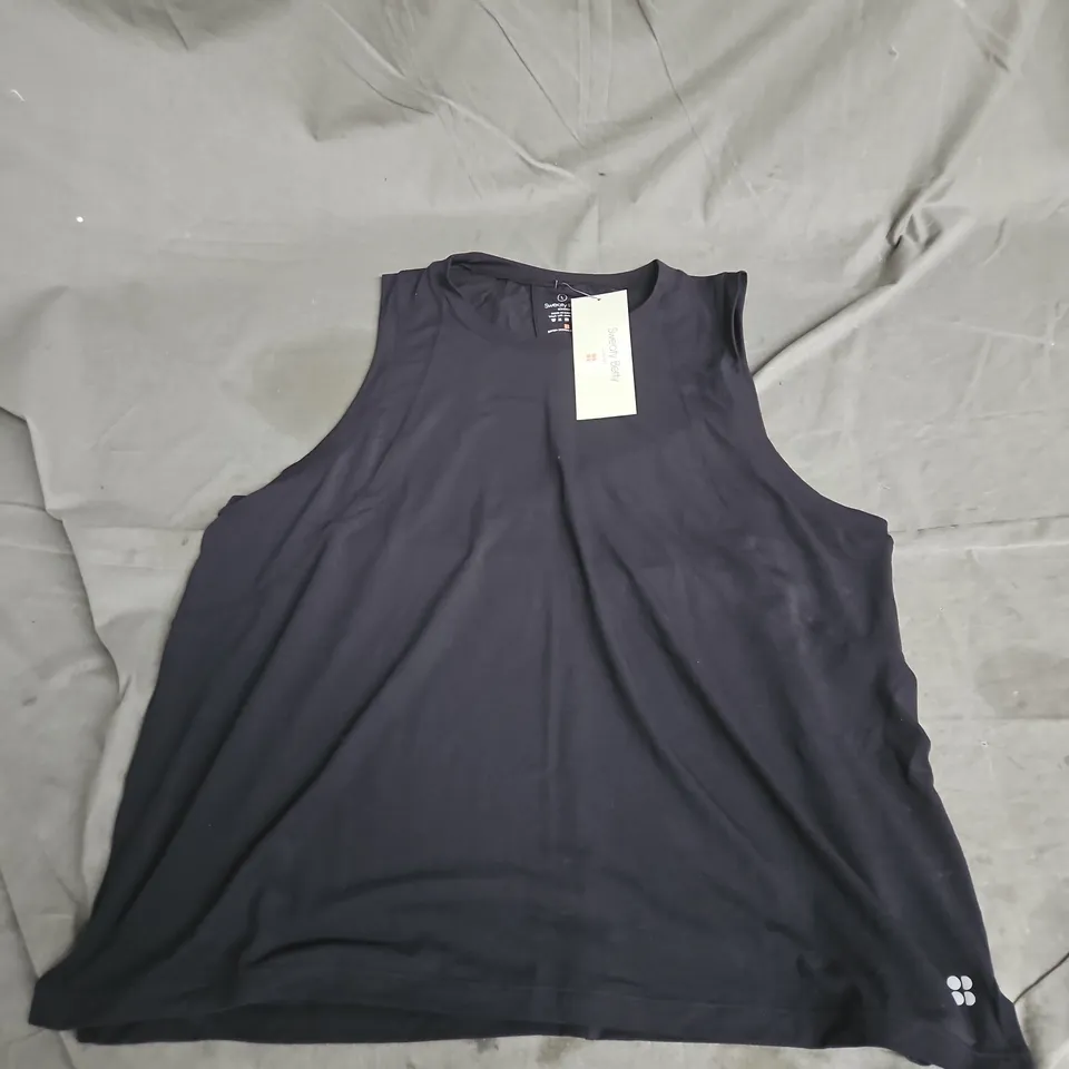 SWEATY BETTY SOFT FLOW STUDIO TANK IN BLACK SIZE L