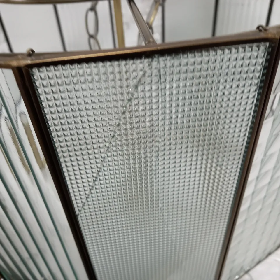 RHEA TEXTURED GLASS HEXAGON PENDANT LIGHT