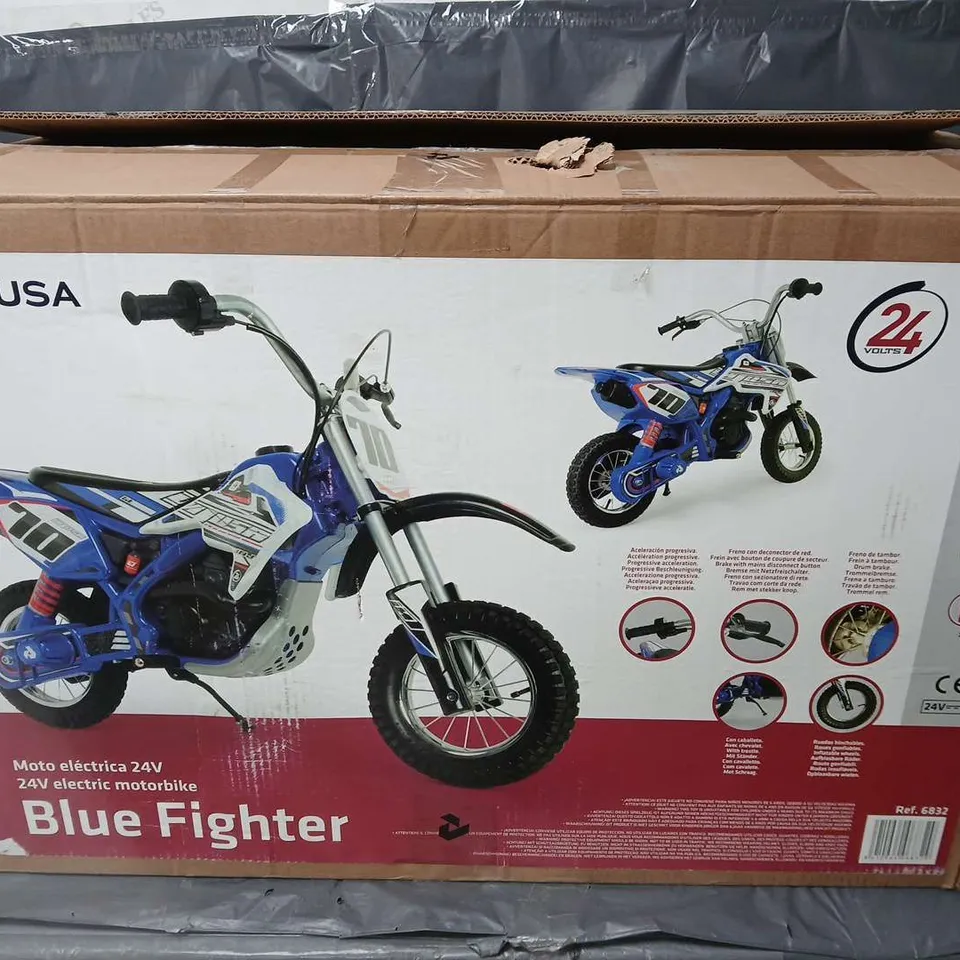 BOXED INJUSA XTREME MOTORBIKE BLUE FIGHTER 24V - COLLECTION ONLY 