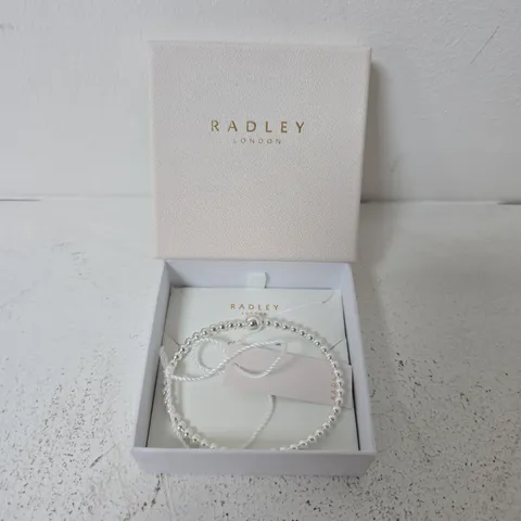 BOXED RADLEY SILVER PLATED BEAD HINGED BANGLE
