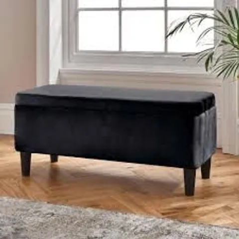 BRAND NEW BOXED HOMESDIRECT365 BLACK LARGE RECTANGULAR LOUNGE STORAGE STOOL