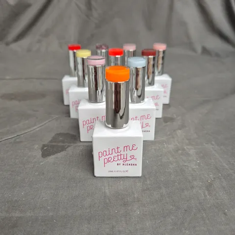 LOT OF 10 PAINT ME PRETTY BY ALEASHA GEL NAIL VARNISH - ASSORTED COLOURS - 20ML