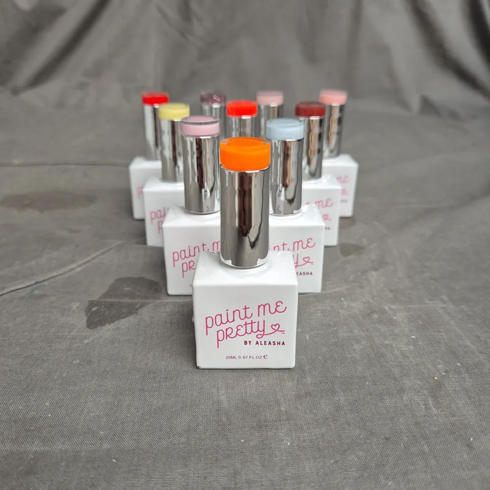 LOT OF 10 PAINT ME PRETTY BY ALEASHA GEL NAIL VARNISH - ASSORTED COLOURS - 20ML