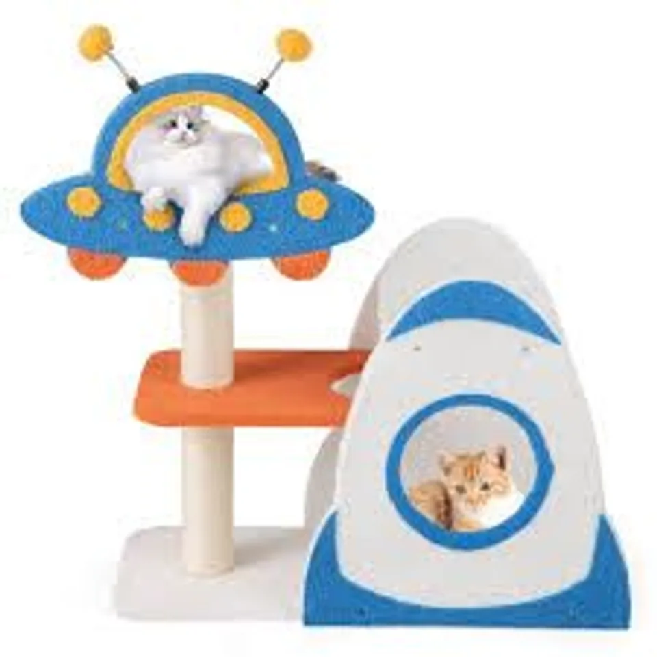 BOXED COSTWAY 4 TIER UFO TOP BLUE CAT TREE TOWER