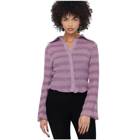 BRAND NEW BAGGED KILLSTAR - FALLEN LIGHT - MAUVE WOMEN'S LONG-SLEEVED BLOUSE SIZE XXL