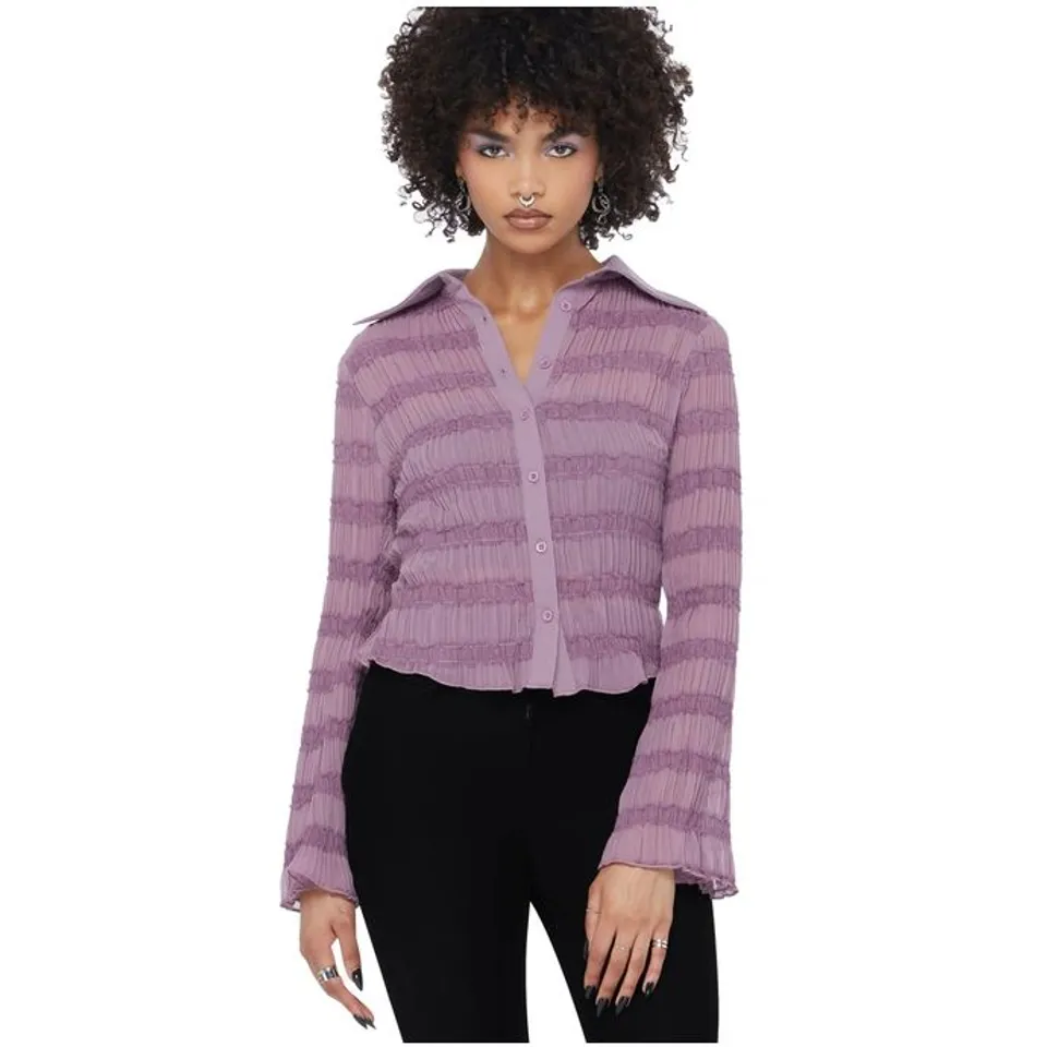 BRAND NEW BAGGED KILLSTAR - FALLEN LIGHT - MAUVE WOMEN'S LONG-SLEEVED BLOUSE SIZE XXL