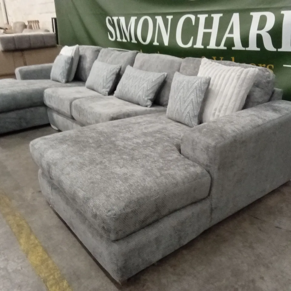 BROADGATE LARGE U-SHAPE MODULAR SOFA WITH FOOTSTOOL - GREY RRP £3399