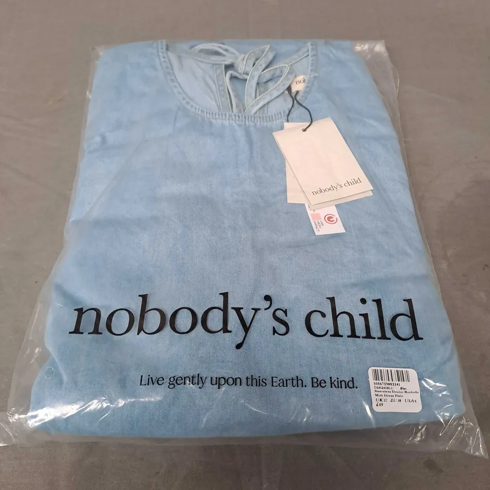 SEALED NOBODYS CHILD SLEEVELESS DENIM ROCHELLE MIDI DRESS PLAIN - UK 10