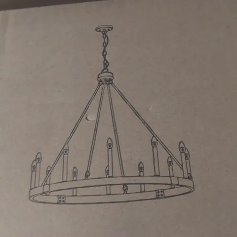 BRAND NEW BOXED WAGON WHEEL CHANDELIER - OIL RUBBED BRONZE EFFECT