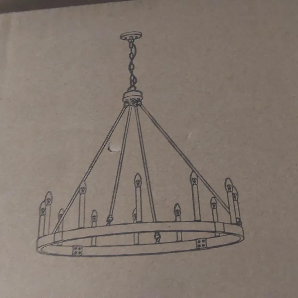 BRAND NEW BOXED WAGON WHEEL CHANDELIER - OIL RUBBED BRONZE EFFECT