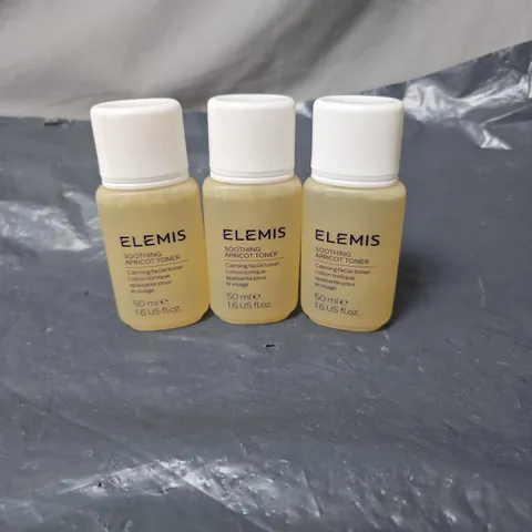 3 X ELEMIS SOOTHING APRICOT TONER 50ML UNBOXED