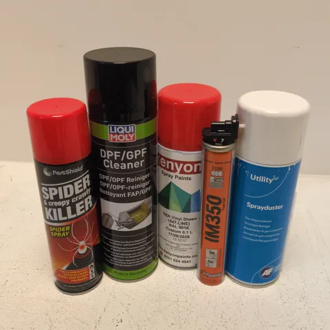 APPROXIMATELY 15 ASSORTED AEROSOLS TO INCLUDE SPRAYDUSTER, SPIDER KILLER, LIQUIMOLY DPF/GPF CLEANER, ETC - COLLECTION ONLY