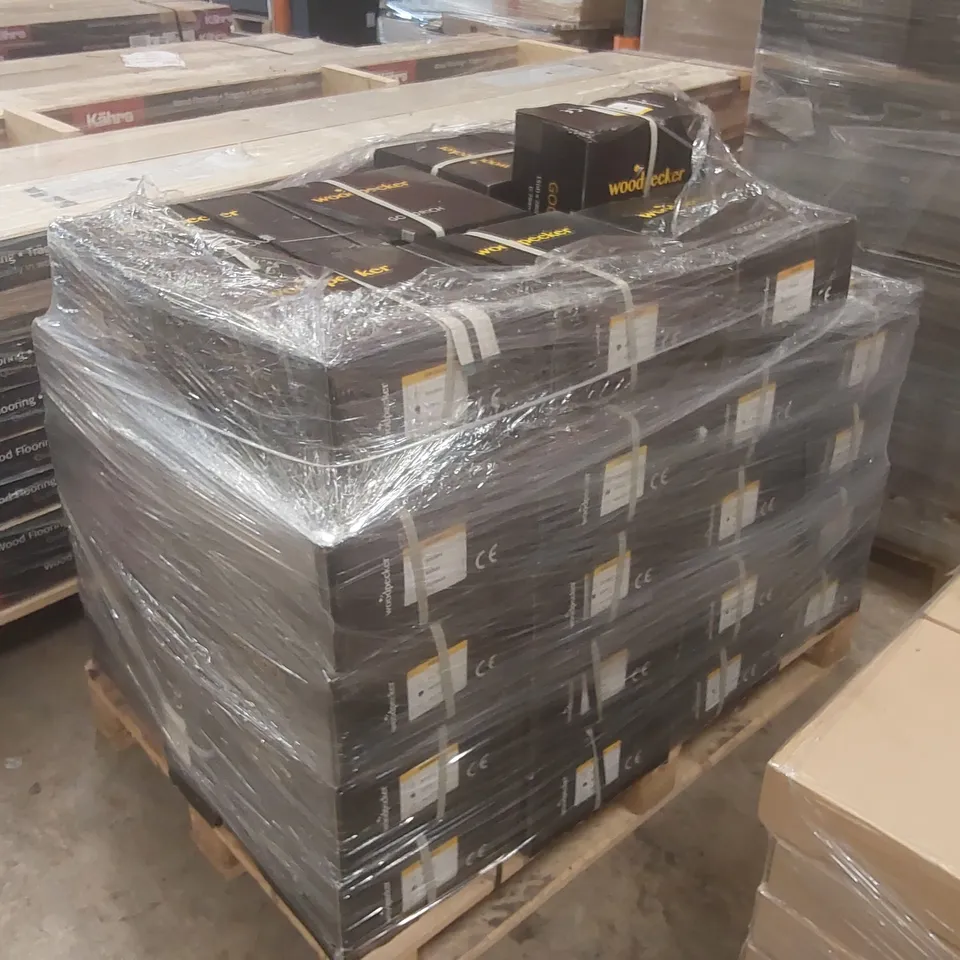 PALLET CONTAINING APPROXIMATELY 46X PACKS OF BRAND NEW WOOD PECKER GOODRICH ENGINEERED WOOD MILTON SQ - 0.784m²