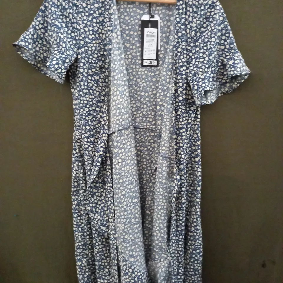 ONLY OLIVIA WRAP DRESS IN BLUE MIRAGE - UK 12
