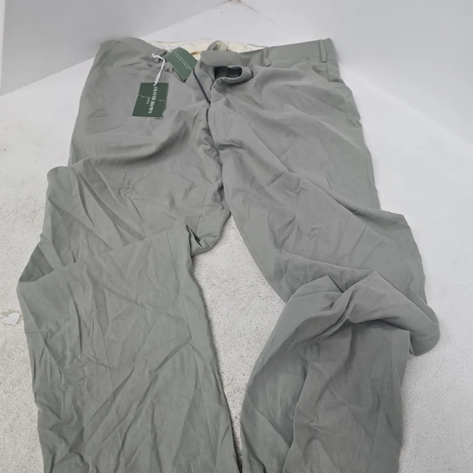 OLIVER BROWN LONDON PLEATED TROUSERS – LIGHT SAGE, UK 38