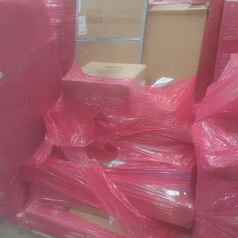 PALLET OF ASSORTED HOUSEHOLD GOODS AND PRODUCTS TO INCLUDE; EXTENDABLE WATER BRUSH, ELECTRIC STANDING DESK, BOXED FURNITURE ETC
