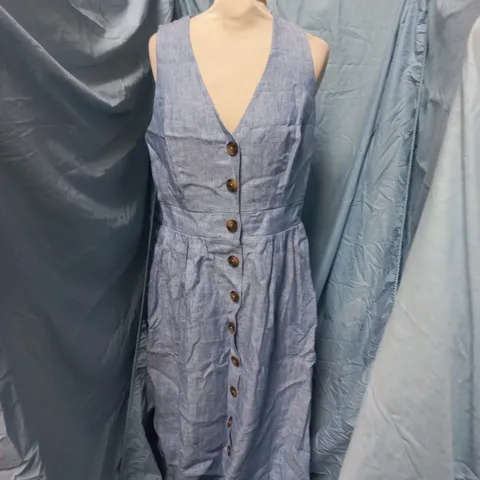 BODEN WOMEN’S BUTTON-FRONT CHAMBRAY DRESS, UK 12R