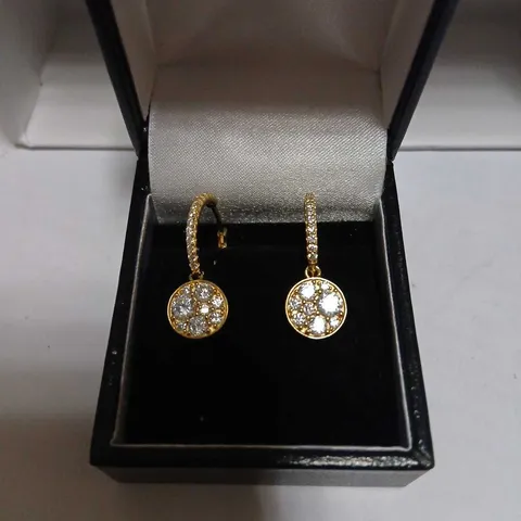 DIAMONIQUE 1.4CT TW CLUSTER BEZEL HOOP EARRINGS STERLING SILVER