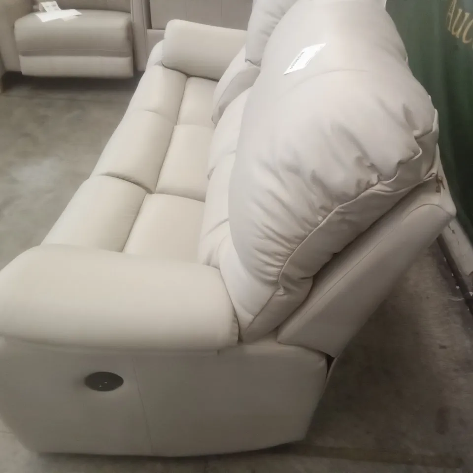 DESIGNER G PLAN MADE MISTRAL C 3 SEATER ELECTRIC RECLINER DBL SOFA - OXFORD PUTTY LEATHER 