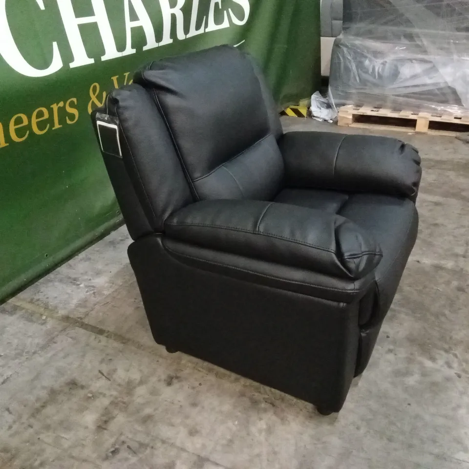 ALBION LUXURY FAUX LEATHER HIGH BACK ARMCHAIR - BLACK RRP £449