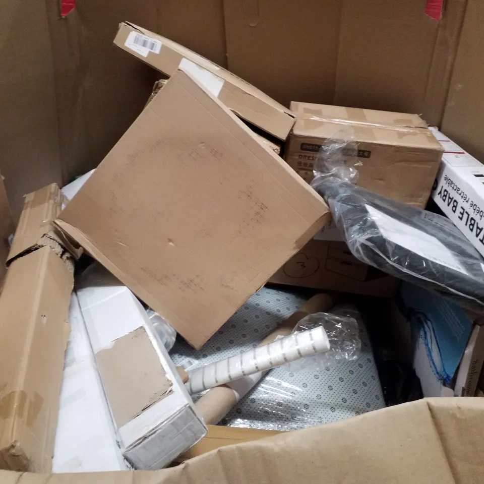 PALLET CONTAINING ASSORTED PRODUCTS INCLUDING STAINLESS STEEL LITTER BOX, FAST-HEATING STEAM CLEANER, RETRACTABLE SAFETY GATE, VINYL FLOORING CUTTER, TRUNKI KIDS SUITCASE & WOK PAN